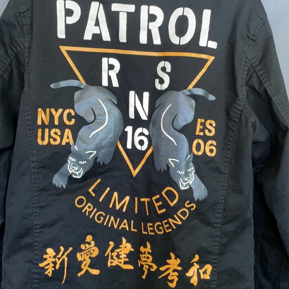 Reason black long jacket with decals - Picture 11 of 14